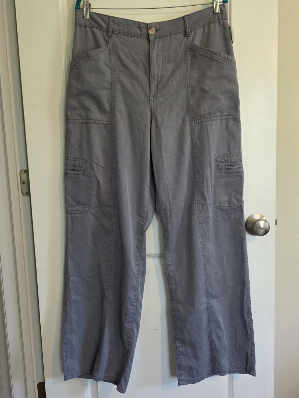 Maurices Lyocell Cotton Lavender Smoke Gray Cargo Pants with Multiple Pockets